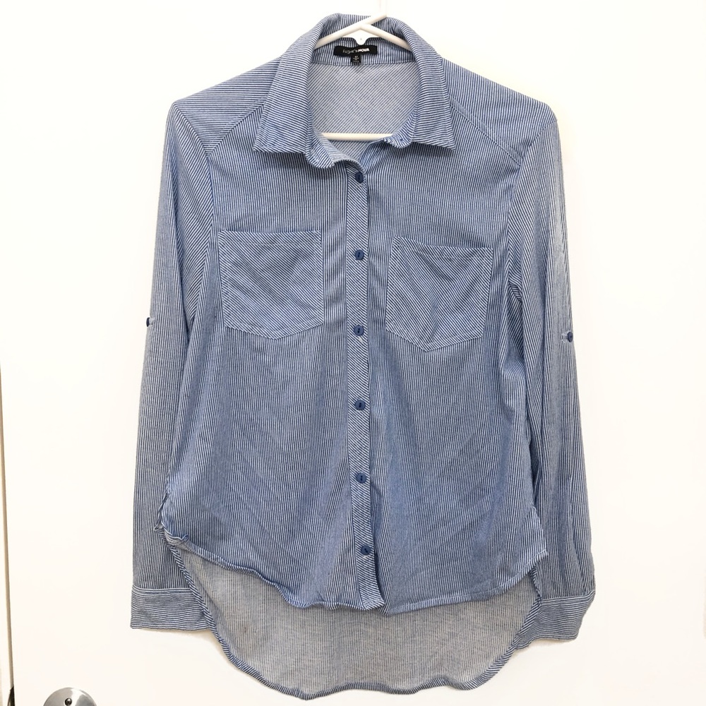 FASHIONNOVA Blue Striped Shirt